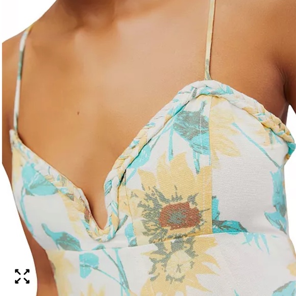Free People Altura Floral Printed Mini Dress Pale Sunflower Combo Size - Picture 5 of 12